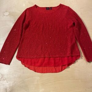 Rafaella Sweater with Sheer Shirt Hemline Size Large (HO)